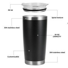 Wholesale 20oz Travel Tumbler Cups Double Wall Vacuum Insulated Stainless Steel Coffee Mug Tumbler with Lid