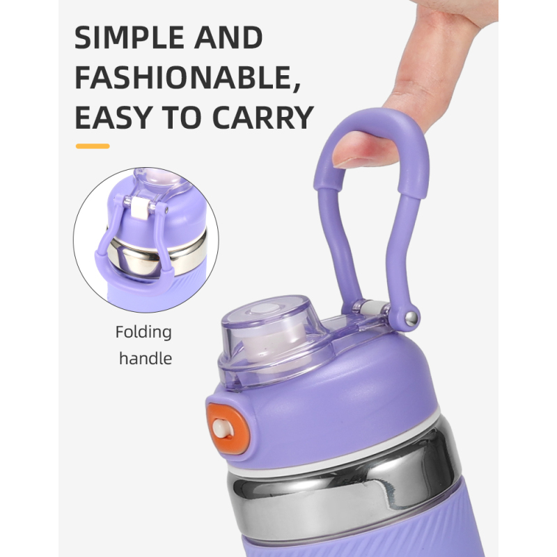 Outdoor Sports 600ml Water Bottle with Handle Custom Logo Vacuum Insulated Metal Flask Kids Travel Cups Hot Thermal Performance