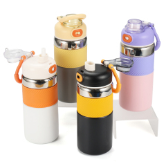 Outdoor Sports 600ml Water Bottle with Handle Custom Logo Vacuum Insulated Metal Flask Kids Travel Cups Hot Thermal Performance