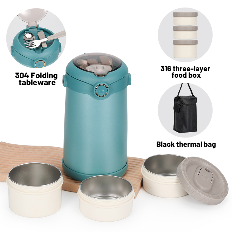 Portable 2300ml Large Capacity Thermos Food Jar Stainless Steel Food Container with Scoop