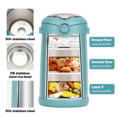 Portable 2300ml Large Capacity Thermos Food Jar Stainless Steel Food Container with Scoop