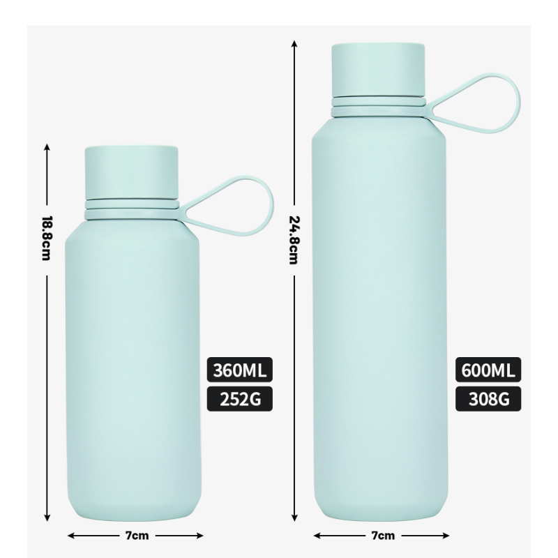 Wholesale Factory Custom 12oz 20oz Sport Rubber Paint Stainless Steel Thermos Vacuum Water Bottle with  Silicone Handle