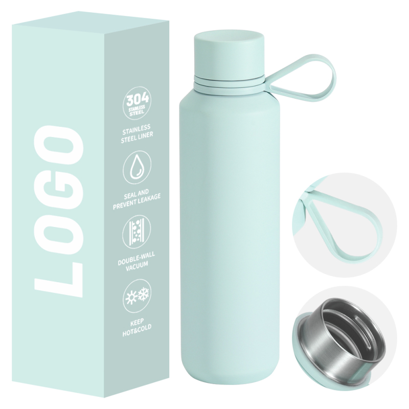Wholesale Factory Custom 12oz 20oz Sport Rubber Paint Stainless Steel Thermos Vacuum Water Bottle with  Silicone Handle