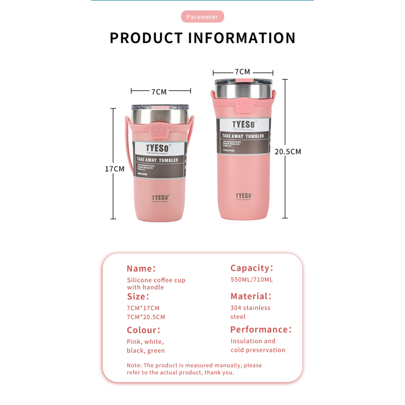 Portable Outdoor Stainless Steel Insulated Travel Coffee Mug Tyeso Vacuum Insulated Tumblers With Silicone Strap