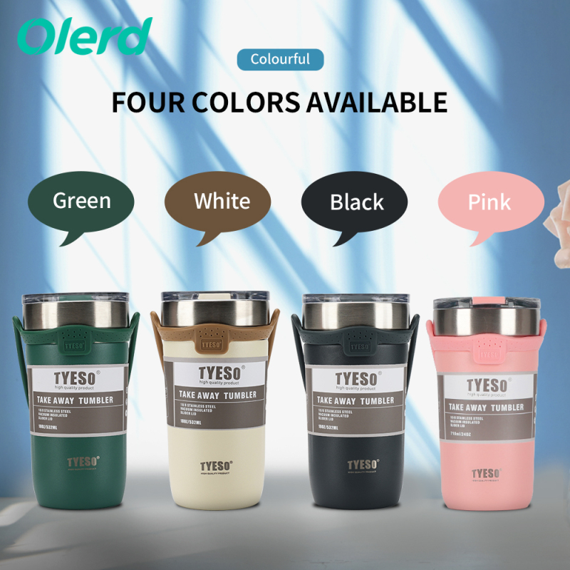 Portable Outdoor Stainless Steel Insulated Travel Coffee Mug Tyeso Vacuum Insulated Tumblers With Silicone Strap