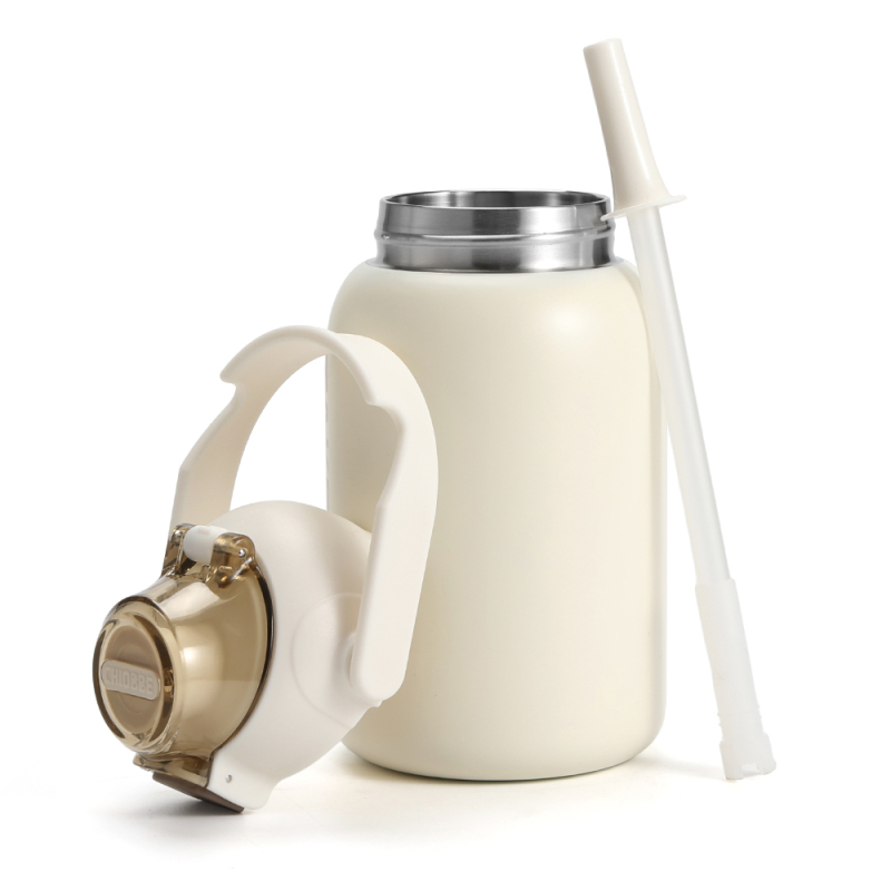 USA New Custom 850ml Large Travel Portable Stainless Steel Thermos Flasks With Handle and Straw