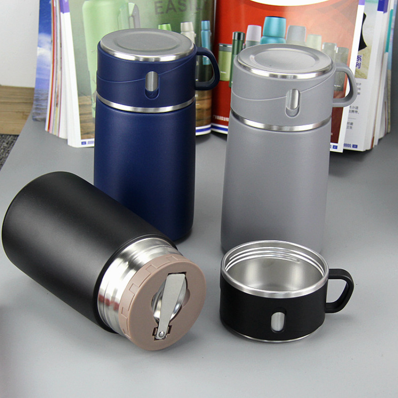 800ml Stainless Steel Food Flask with Insulated Travel Jar Portable Handle School Thermos Logo Design Handgrip Food Warmer Lid