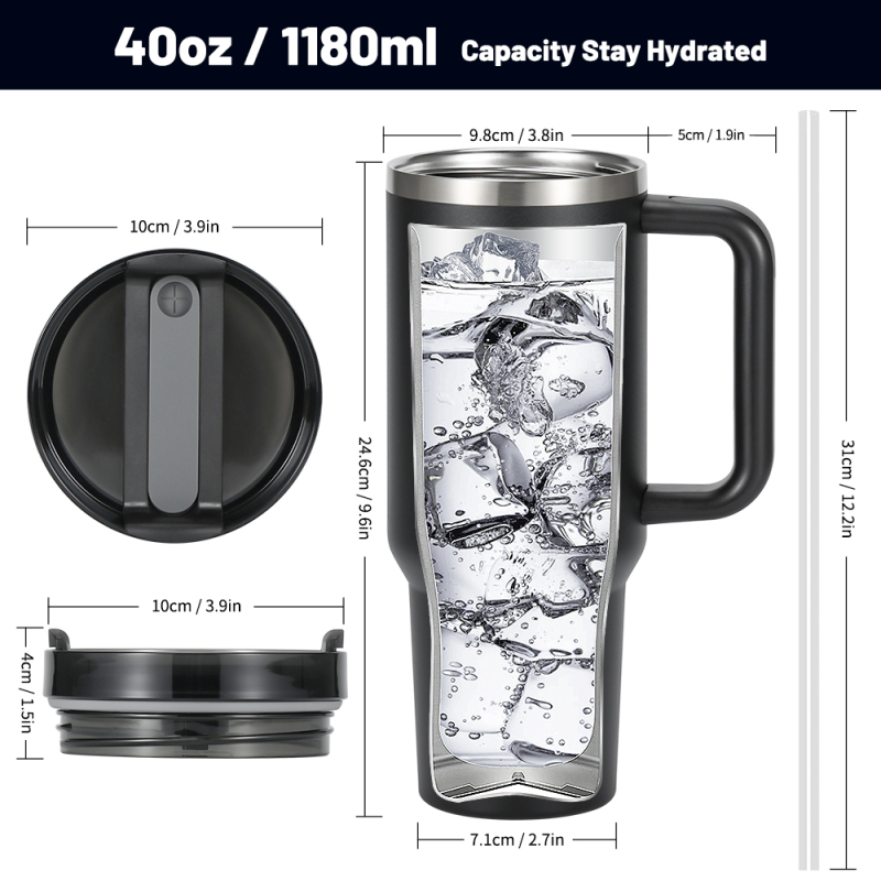 Wholesale Stainless Steel Mug Double Wall Insulated Bottle With Straw 40oz Tumblers With Handle