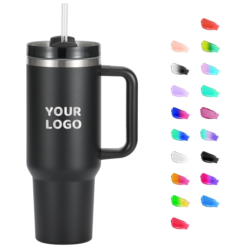 Custom Logo Double Wall Stainless Steel 40oz Car Tumbler With Handle