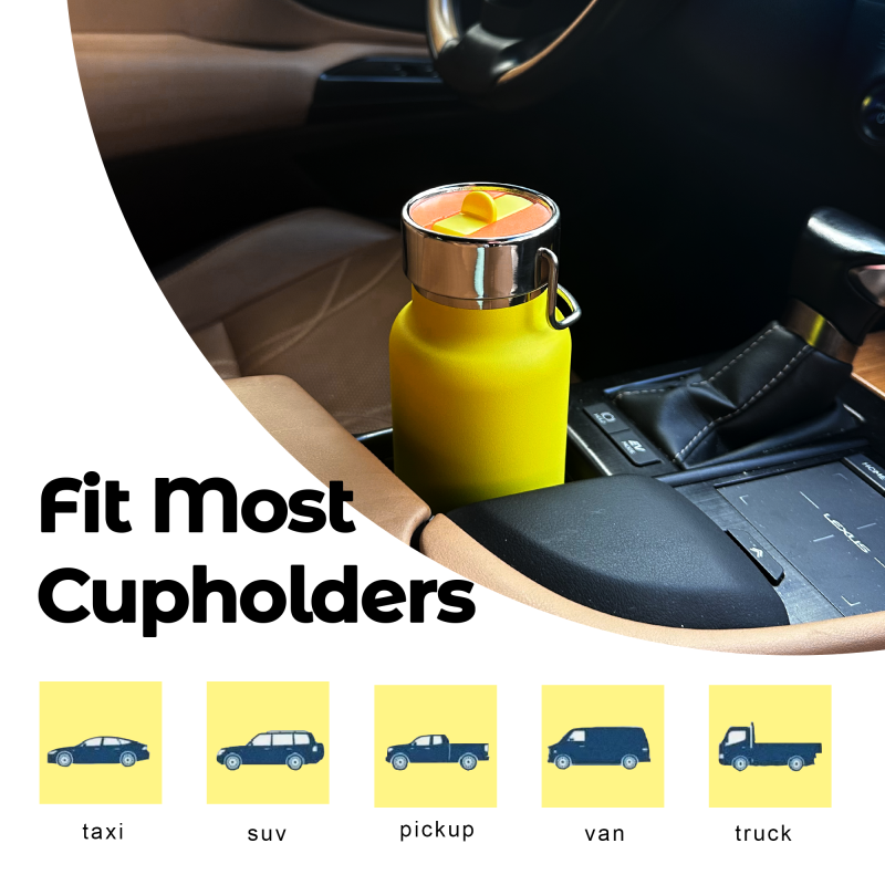 24 oz Insulated Slim Water Bottle with Flip Straw and Handle, Stainless Steel Water Bottles, Fits Car CupHolder, 100% Leak Proof, Keeps Drink Cold Up to 24 Hours, Sports/Gift (Power Yellow)