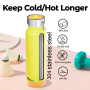 24 oz Insulated Slim Water Bottle with Flip Straw and Handle, Stainless Steel Water Bottles, Fits Car CupHolder, 100% Leak Proof, Keeps Drink Cold Up to 24 Hours, Sports/Gift (Power Yellow)