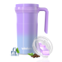 20 oz Tumbler with Handle, Easy to Hold, Travel Coffee Mug with Screw Lid, Spill-proof, Insulated Cups, Built-in Up Down Flip, Fit Most Car Cup Holders, Commute, School, Home, Office