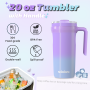 20 oz Tumbler with Handle, Easy to Hold, Travel Coffee Mug with Screw Lid, Spill-proof, Insulated Cups, Built-in Up Down Flip, Fit Most Car Cup Holders, Commute, School, Home, Office