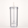 Factory Price BPA Free 500ml 16oz Capacity Solid Colour Acrylic Plastic Water Bottle Home Office Straw Mug Summer Coffee Cups