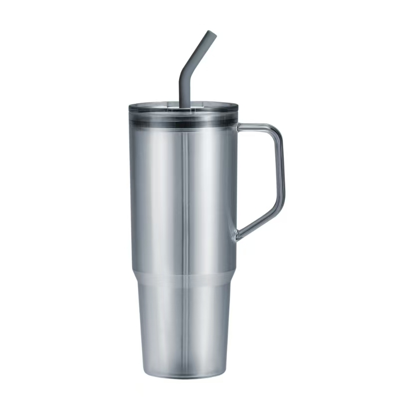 Hot 40 oz Plastic clear Color Tumbler Mug with Handle and Lid Reusable Juice Mug Travel Coffee Mug
