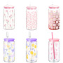 New Ins Custom 16oz Clear Juice Drinking Cup Bpa Free Reusable Plastic Tumbler Cup With Straw and Lid