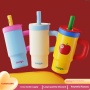 Wholesale Water Cup High-Appearance Girls' Ice Cup with Glass Liner Handle Vacuum Straw for Travel Drinks Stay Cold