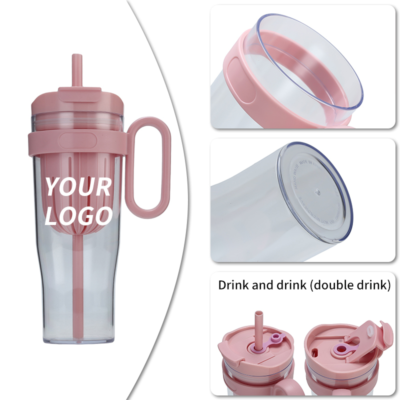 New Double Mouth Large Capacity 40oz Water Bottle With Handle Portable Car Plastic Water Bottle Outdoor Coffee Cup