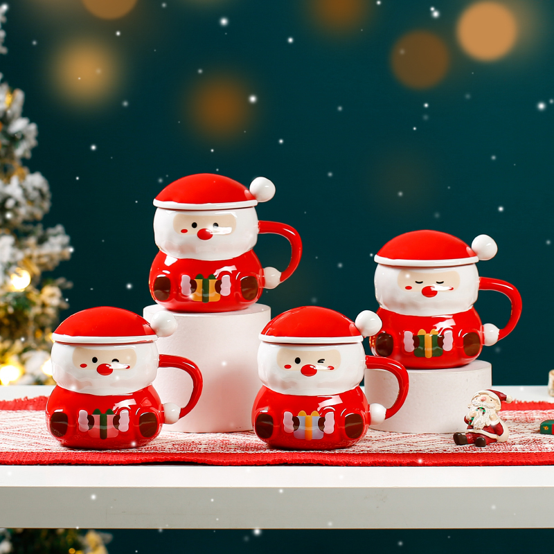 New Design 450ml Creative Santa Claus Christmas Ceramic Coffee Mug