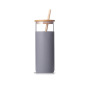 Stock 480ml  600ml Custom Bamboo Lid Silicone Sleeve Glass Cup Water Drinking Bottle with Straw