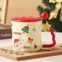 2025 Good Quality Practical Christmas Mug Ceramic New Mug with Lid and Spoon Santa Mug Christmas Gift