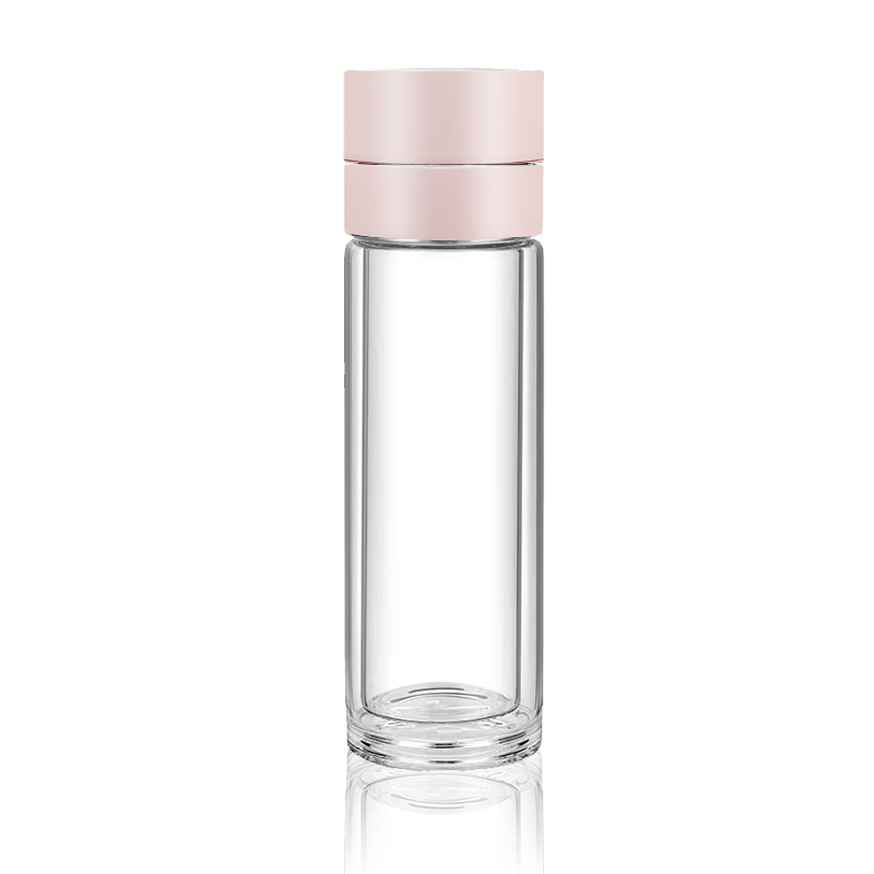 Wholesale Lid Double Wall Vacuum 280ml 380ml Glass Tea Bottle with Stainless Steel Tea Infuser