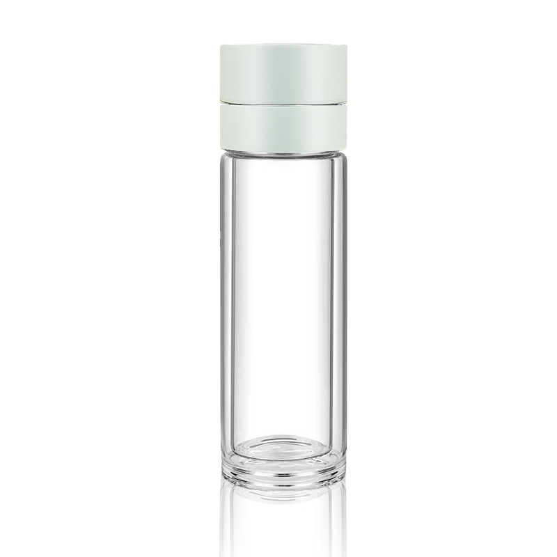 Wholesale Lid Double Wall Vacuum 280ml 380ml Glass Tea Bottle with Stainless Steel Tea Infuser