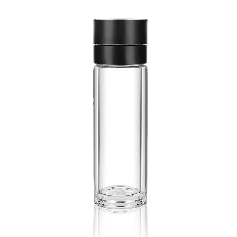 Wholesale Lid Double Wall Vacuum 280ml 380ml Glass Tea Bottle with Stainless Steel Tea Infuser