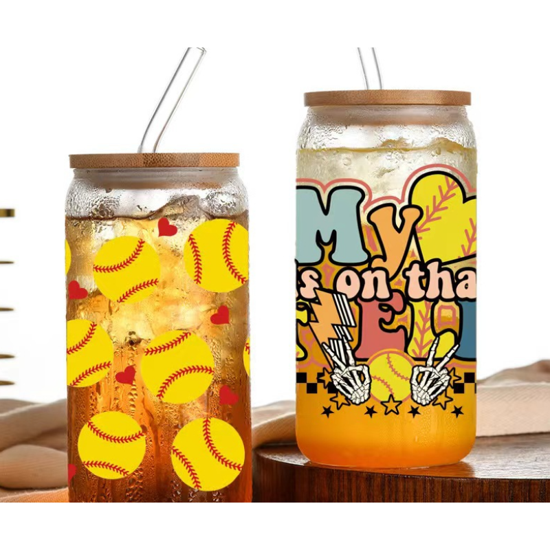 Custom Design Glass Water Cup with Bamboo Lid Coffee Cup Straw Juice Drinking Cup Beer Mug for Promotion Gift