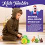 24 oz Leak-Proof Insulated Stainless Steel Water Tumbler Kids Modern Ceramic Cup Removable Silicone Straw Screw-On Lid Cups