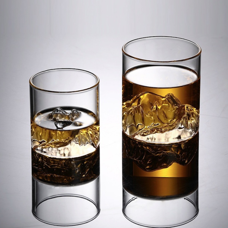 New Unique 175/300ml Borosilicate Glass Heat Resistant Iceberg Whiskey Glasses