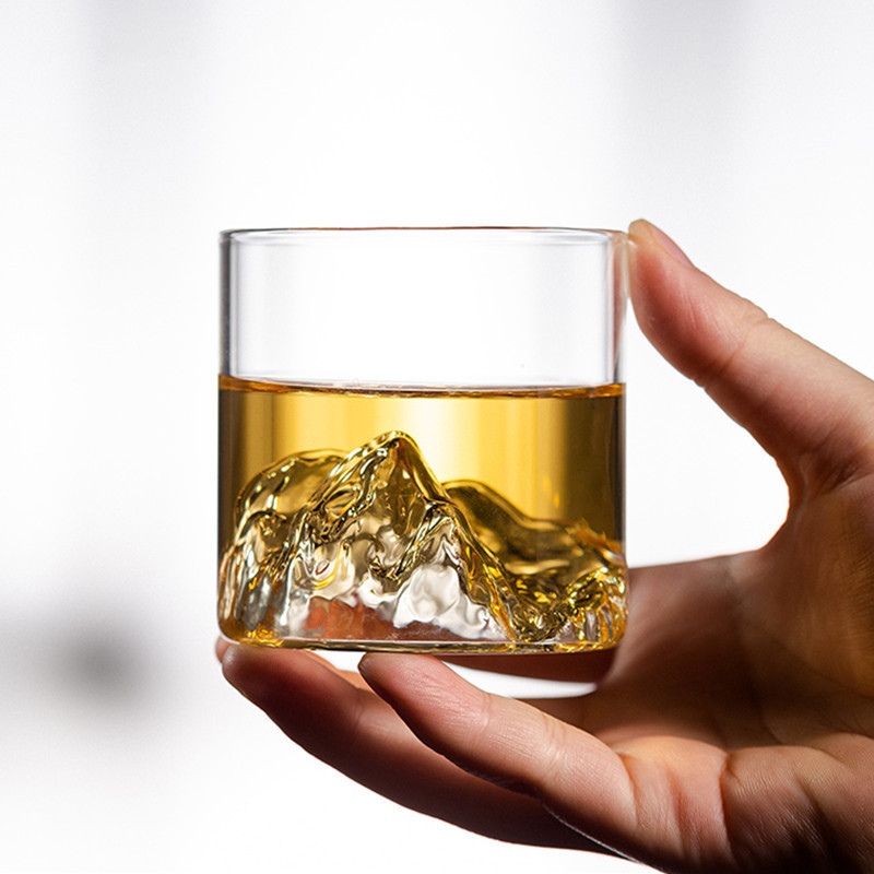 New Unique 175/300ml Borosilicate Glass Heat Resistant Iceberg Whiskey Glasses