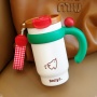 Bociya Cute Stainless Steel Water Cup New Handle Office Desktop Ice Cup Cartoon Design Hot Thermal Insulation for Women's Travel