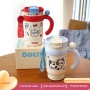 Bociya Cute Stainless Steel Water Cup New Handle Office Desktop Ice Cup Cartoon Design Hot Thermal Insulation for Women's Travel