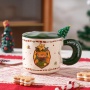 Modern Design Christmas Mug Ceramic 2025 New Mug with Lid and Spoon Santa Mug Christmas Gift