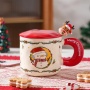 Modern Design Christmas Mug Ceramic 2025 New Mug with Lid and Spoon Santa Mug Christmas Gift