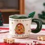 Modern Design Christmas Mug Ceramic 2025 New Mug with Lid and Spoon Santa Mug Christmas Gift