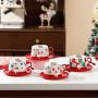 New Design Wholesale Christmas Mug Plate Sets Santa Coffee Cup Ceramic Mug with Saucer Christmas Gift
