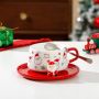 New Design Wholesale Christmas Mug Plate Sets Santa Coffee Cup Ceramic Mug with Saucer Christmas Gift