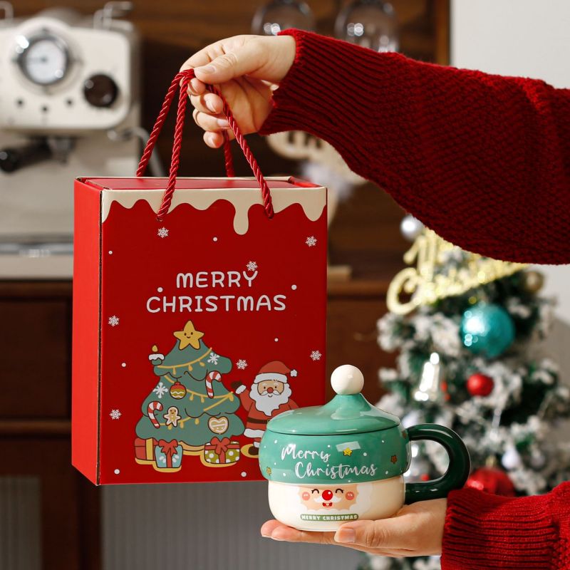 Cute Cartoon Santa Claus Pattern Ceramic Cup Cross-Border Christmas Holiday Souvenir Mug Christmas Gift