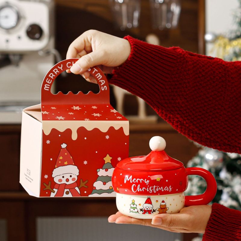 Cute Cartoon Santa Claus Pattern Ceramic Cup Cross-Border Christmas Holiday Souvenir Mug Christmas Gift