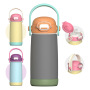 New Color Contrast Straw Children's Thermos Cup Customized 304 Stainless Steel Handle Bounce Cover Children's Water Cup