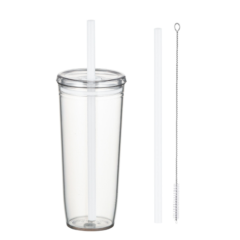 Wholesale Custom Logo Multi Color 590ml Single Wall Plastic Tumbler with Straw and Lid