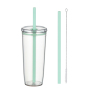 Wholesale Custom Logo Multi Color 590ml Single Wall Plastic Tumbler with Straw and Lid