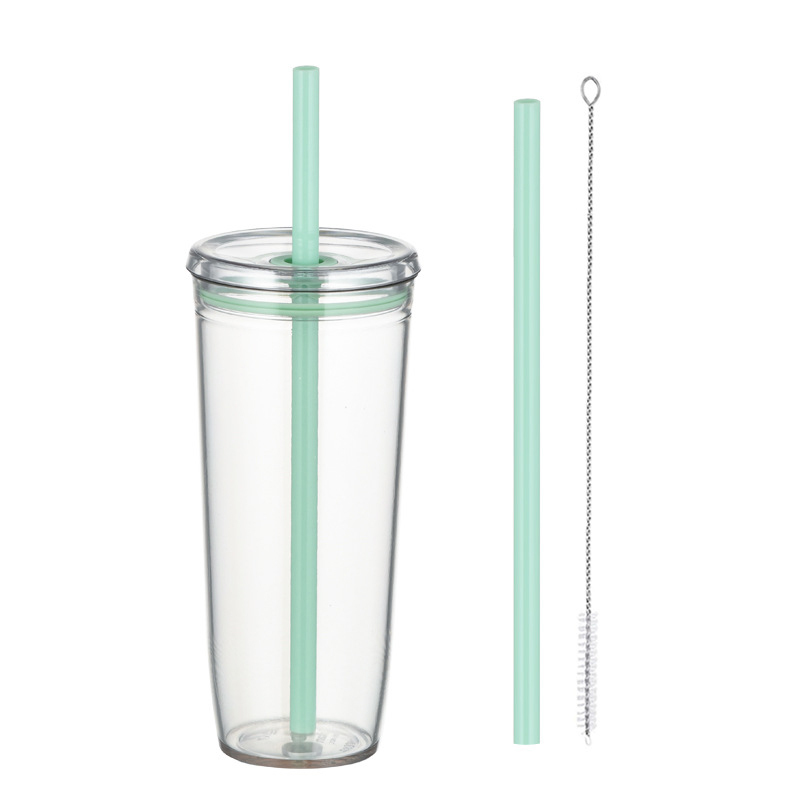 Wholesale Custom Logo Multi Color 590ml Single Wall Plastic Tumbler with Straw and Lid