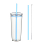Wholesale Custom Logo Multi Color 590ml Single Wall Plastic Tumbler with Straw and Lid