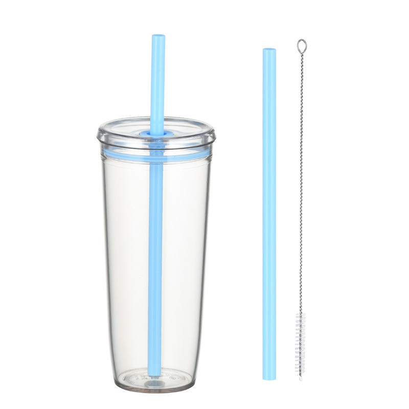 Wholesale Custom Logo Multi Color 590ml Single Wall Plastic Tumbler with Straw and Lid