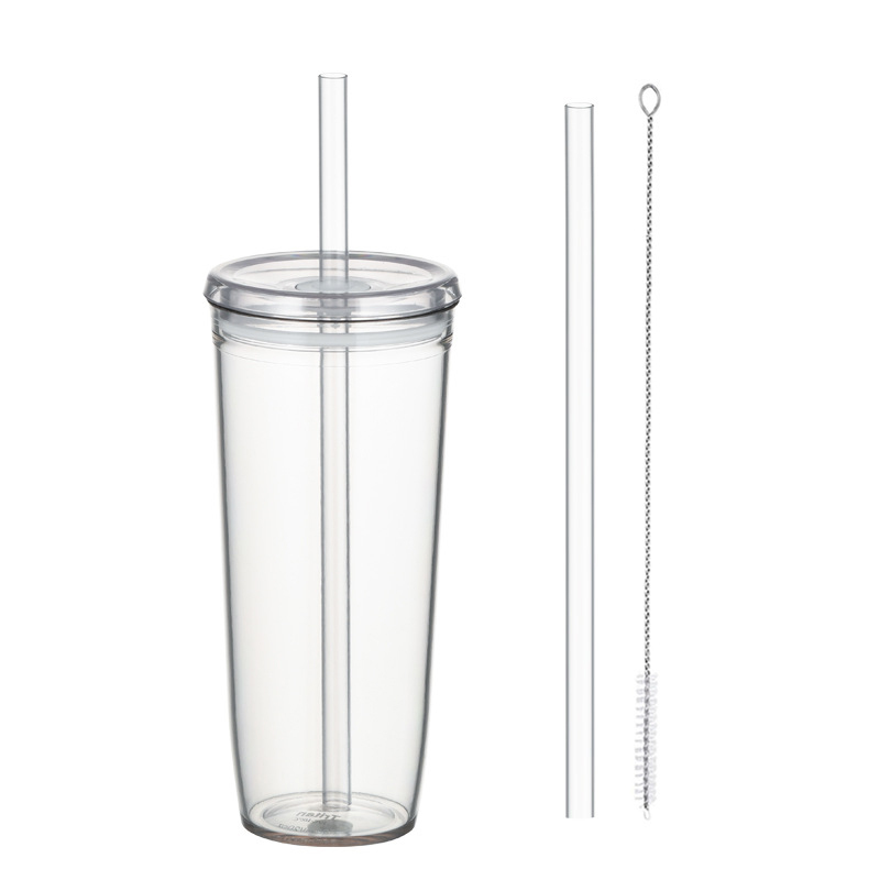 Wholesale Custom Logo Multi Color 590ml Single Wall Plastic Tumbler with Straw and Lid