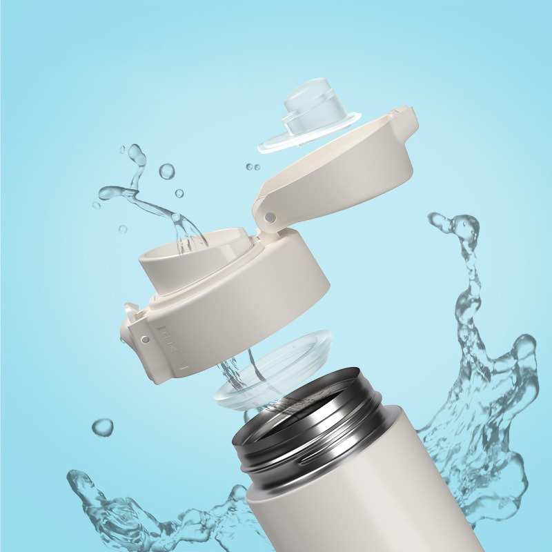 Custom logo Double Wall Vacuum Insulated Water Thermos with Silicon Straw BPA Free Food Grade