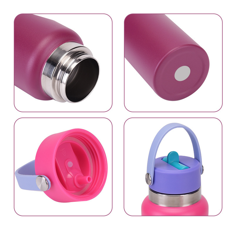 2025 American-Style Large Mouth Insulated Stainless Steel Tumbler Portable Handle with Straw New Sports Kettle Large Capacity